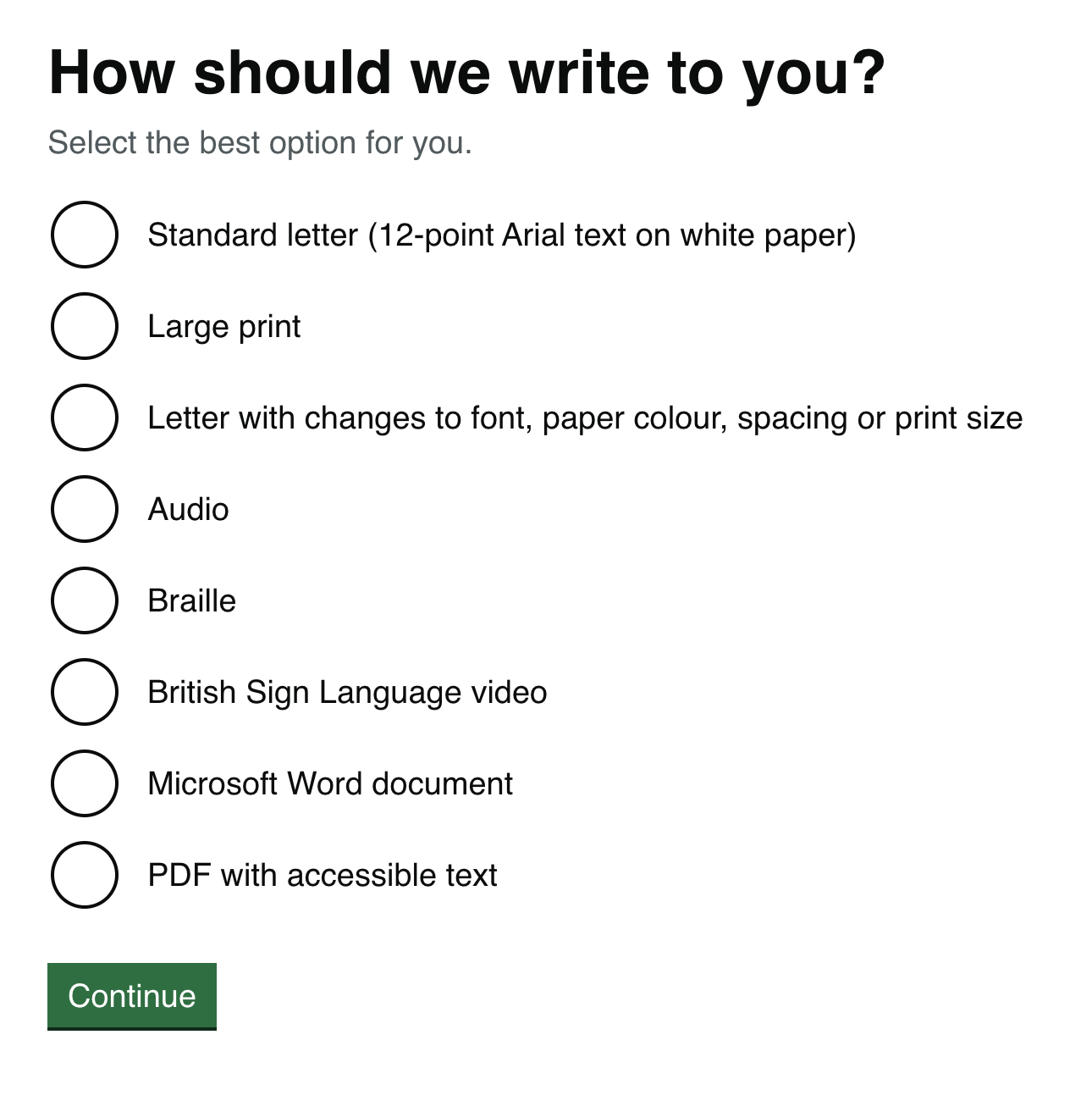 Question screen asking 'How should we write to you?'