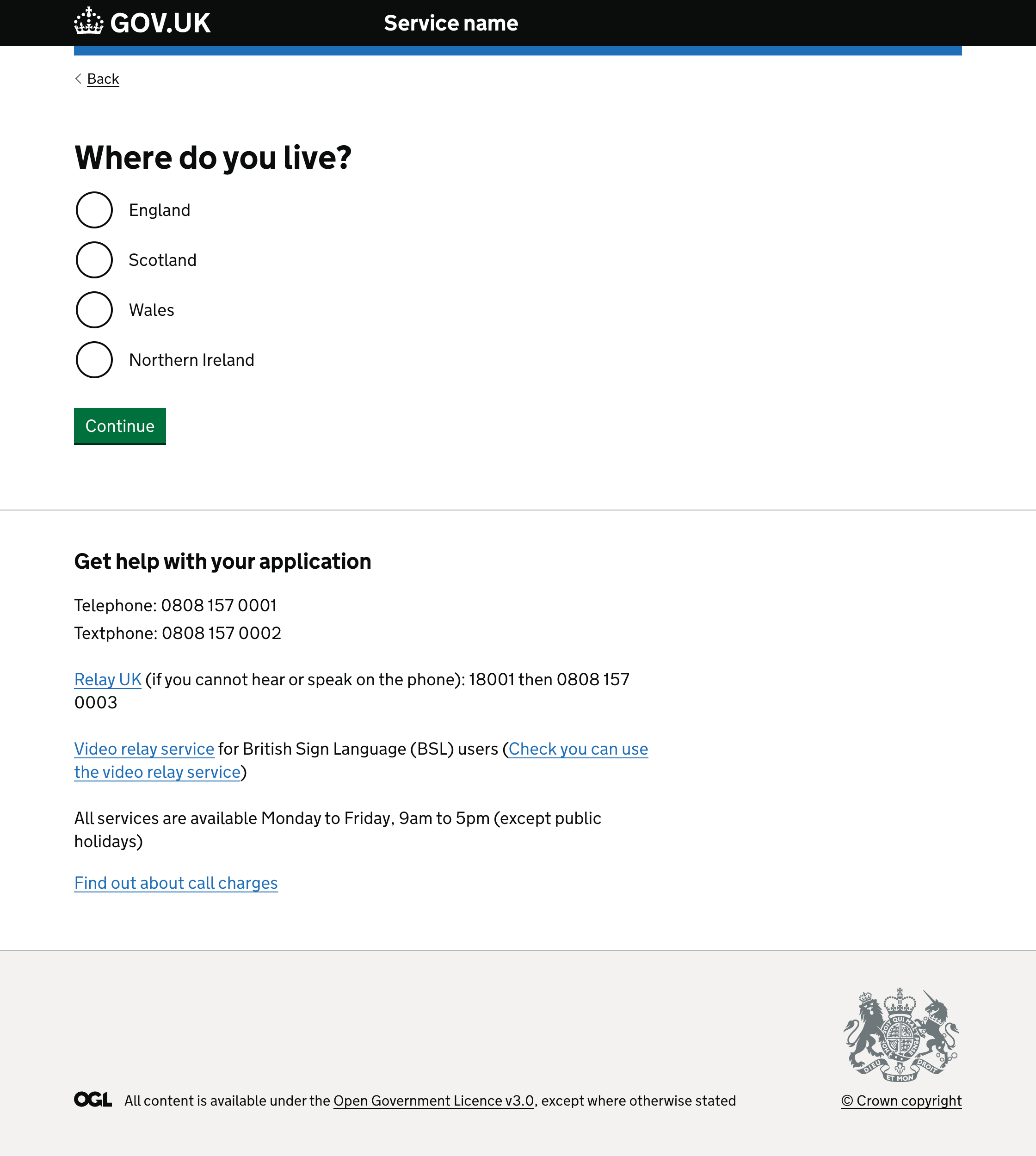 Example of a service page showing contact information placed above the main footer